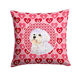 Caroline's Treasures Maltese Hearts Love and Valentine's Day Portrait Fabric Decorative Pillow 14 x 14