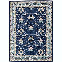 Nourison Tranquil 4' X 6' Navy/Ivory Area Rug Traditional Persian Bordered by Nourison
