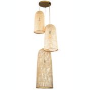 ELE Light & Decor Victoria 3-Lights Tan Pendant Design Pendant Light with Rattan Shade