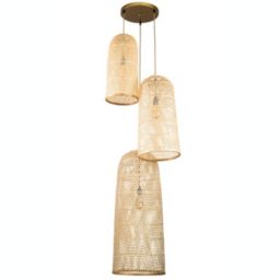 ELE Light & Decor Victoria 3-Lights Tan Pendant Design Pendant Light with Rattan Shade