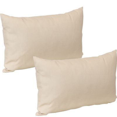 Sunnydaze Indoor/Outdoor Weather-Resistant Polyester Lumbar Decorative Pillow Cover Only with Zipper Closure - 12" x 20" - Beige - 2pk