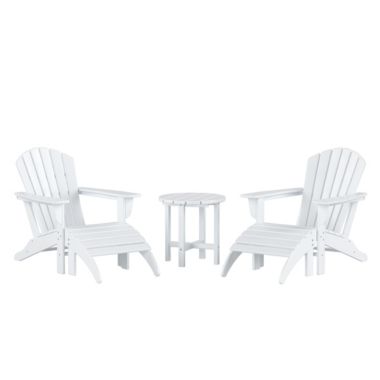 WestinTrends 5-piece Adirondack Chairs with Ottoman Side Table Set, White. View a larger version of this product image.