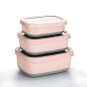 Lille Home Premium Leakproof Stainless Steel Food Containers/Bento Lunch Box With Anti-Slip Exterior, Set of 3, 470ML, 900ML, 1.4L