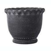 Urban Trends Collection Cement Round Pot with Wave Mouth Design and Tapered Bottom on Flat Base LG Washed Finish Dark Gray