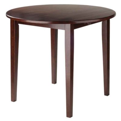 Winsome Clayton Living Room 36"W Round Drop Leaf Table - Walnut