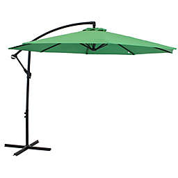 Sunnydaze Offset Outdoor Patio Umbrella with Crank - 9-Foot - Emerald