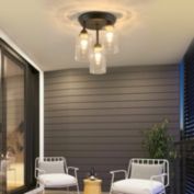 Stock Preferred 3 Lights Semi-Flush Mount Ceiling Light Rustic Glass