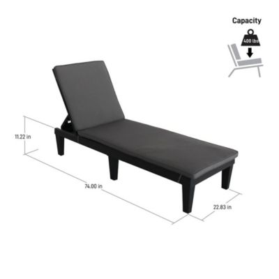 DUKAP Oslo Patio Reclining Sun Lounger Black With Grey Cushion - Set Of 2