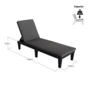 DUKAP Oslo Patio Reclining Sun Lounger Black With Grey Cushion - Set Of 2
