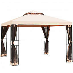 Costway 10 x 10 ft 2 Tier Vented Metal Gazebo Canopy with Mosquito Netting