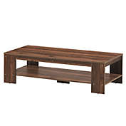 Slickblue 47 Inch 2-Tier Rectangular Coffee Table with Storage Shelf