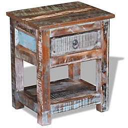 vidaXL Side Table with 1 Drawer Solid Reclaimed Wood 17