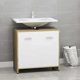 vidaXL Bathroom Cabinet White and Sonoma Oak 23.6