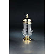 CC Home Furnishings 14" Clear and Gold Hand Blown Glass Jar with Pedestal and Finial Lid