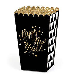 Big Dot of Happiness New Year's Eve - Gold New Years Eve Party Favor Popcorn Treat Boxes - Set of 12