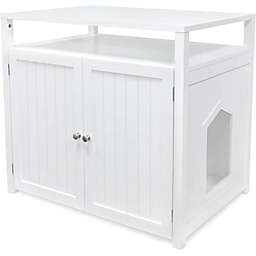 Arf Pets Cat Litter Box Enclosure, Furniture Large Box House with Table