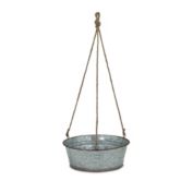 Cheungs Decorative Round Galvanized Metal Rope Hanging Metal Planter - Small