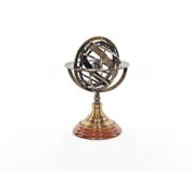 Old Modern Handicrafts Brass Armillary Sphere on wood base, Antique Finish