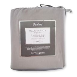 Cotton House - Liquid Cotton Sheet Set, 600 Thread Count, Queen Size, Light Gray