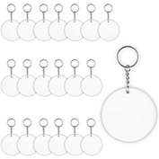 Bright Creations Round Clear Blank Acrylic Circle Discs with Keychains (2.5 In, 10 Pack)