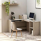 vidaXL L-Shaped Corner Desk Concrete Gray 47.2"x55.1"x29.5" Engineered Wood