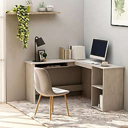 vidaXL L-Shaped Corner Desk Concrete Gray 47.2