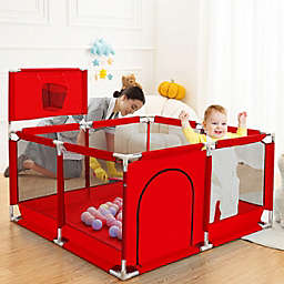 Stock Preferred Sturdy Safety Baby Playpen with Super Soft Breathable Mesh in Red