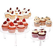 Juvale Round Acrylic Cake Stands, Clear Dessert Display Holders in 4 Sizes (4 Pack)