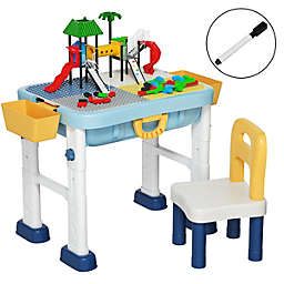 Kitcheniva 6 in 1 Kids Activity Table Chair Set 2-Piece Toddler Luggage Building Block Table