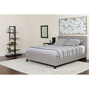 Flash Furniture Tribeca Full Size Tufted Upholstered Platform Bed in Light Gray Fabric with Pocket Spring Mattress