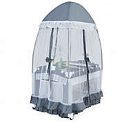 Costway Portable Baby Playpen Crib Cradle with Carring Bag-Gray