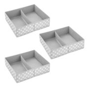 mDesign Fabric Dresser Drawer Organizer, 2 Section, 3 Pack