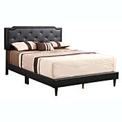 Passion Furniture Wooden Deb Black Adjustable Queen Panel Bed with Slat Support