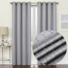 Alternate image 0 for 2 Pack  Kate Aurora Modern Lattice Semi Sheer Window Curtain Panels - 52 in. W x 84 in. L, Gray