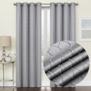 2 Pack Kate Aurora Modern Lattice Semi Sheer Window Curtain Panels - 52 in. W x 84 in. L, Gray. View a larger version of this product image.