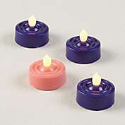 4 Piece Set LED Advent Tea Lights Purple Pink