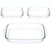 Lexi Home Glass Rectangular Oven Safe Baking Dish Set of 3 - Two 9"x 6" inch Mini & One Large 13" x 8" Baking Dish Set