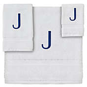 Juvale 3-Piece Letter J Monogrammed Bath Towels Set, Embroidered Initial J Wedding Gift (White, Blue)