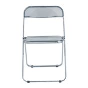 LeisureMod Lawrence Acrylic Folding Chair With Metal Frame - Transparent Black