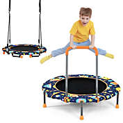 Costway-CA Convertible Swing and Trampoline Set with Upholstered Handrail