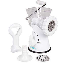 CucinaPro Manual Meat Grinder - Mincer w 2 Stainless Steel Plates, Sausage Attachment, Press, Heavy Duty Suction Base and Dishwasher Safe Design- Make Suasage, Ground Beef, Hamburgers and More