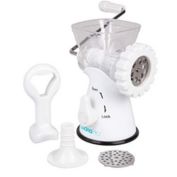 CucinaPro Manual Meat Grinder - Mincer w 2 Stainless Steel Plates, Sausage Attachment, Press, Heavy Duty Suction Base and Dishwasher Safe Design- Make Suasage, Ground Beef, Hamburgers and More