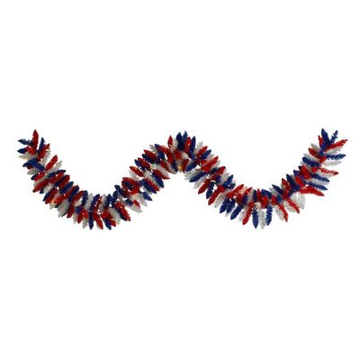 Nearly Natural Modern 9' Patriotic "American Flag" Themed Artificial Garland with 50 Warm LED Lights