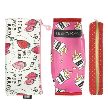 Wrapables Trendy Food Pencil Case and Stationery Pouches (Set of 3) / Red. View a larger version of this product image.