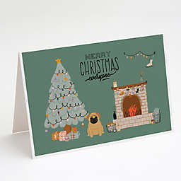 Caroline's Treasures Brown Pug Christmas Everyone Greeting Cards and Envelopes Pack of 8 7 x 5