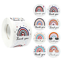Wrapables 1.5 inch Rainbow Thank You Stickers Roll, Sealing Stickers and Labels for Boxes, Envelopes, Bags, Small Businesses, Weddings, Parties (500pcs)
