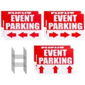 Juvale 6 Pack Outdoor Event Parking Signs with Arrows, Corrugated Plastic Yard Signage with Stakes in 3 Designs (12 x 17 In)