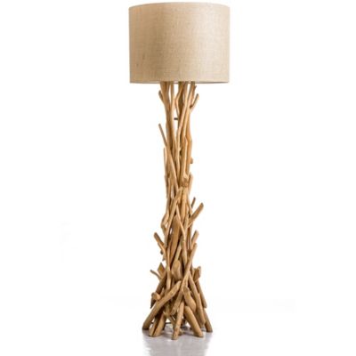 Modern Home Nautical Driftwood Floor Lamp - Natural Materials - Handcrafted Design - Spun Jute Lampshade Included