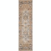 kathy ireland Home Malta MAI05 Beige/Brown/Blue Indoor Area Rug - 2'2 x 7'7