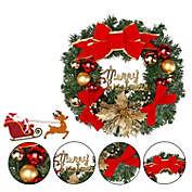 Donwell-tech Christmas Wreath Large Front Door, (NO LED), Red